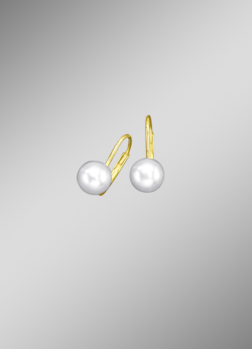 mit Perlen - Ohrringe mit Süßwasser-Zuchtperlen, in Farbe , in Ausführung Perlen-Ø 6,5 mm Ansicht 1