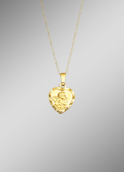 ohne Steine / mit Zirkonia - Anhänger Schutzengel mit Diamantschnitt, in Farbe  Ansicht 1