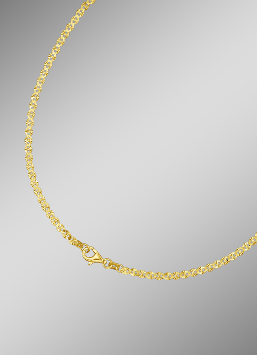 ohne Steine / mit Zirkonia - Diamantierte Blättchenkette, verschiedene Ausführungen, in Farbe  Ansicht 1