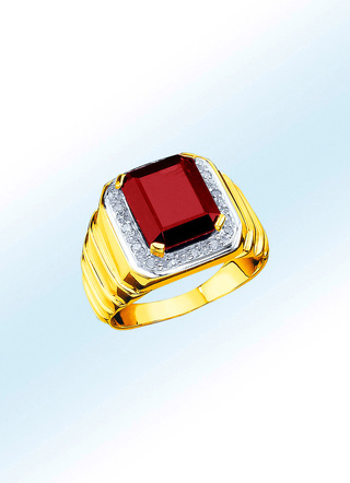Herrenring mit Diamanten und Granat