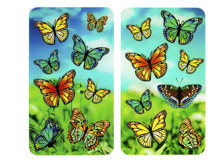 Wenko - WENKO Herdabdeckplatten Schmetterlinge, 2er-Set, in Farbe SCHMETTERLINGE