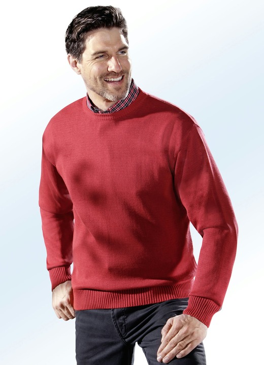Hemden, Pullover & Shirts - Pullover mit rundem Halsausschnitt in 4 Farben, in Größe 044 bis 062, in Farbe ROT Ansicht 1