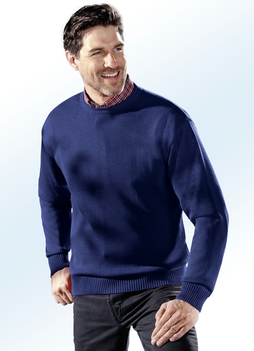 Hemden, Pullover & Shirts - Pullover mit rundem Halsausschnitt, in Größe 044 bis 062, in Farbe MARINE Ansicht 1