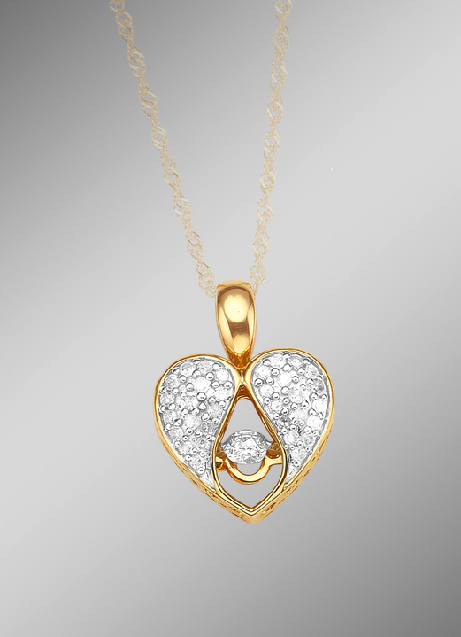 mit Diamanten - Herz-Anhänger mit Diamanten, in Farbe