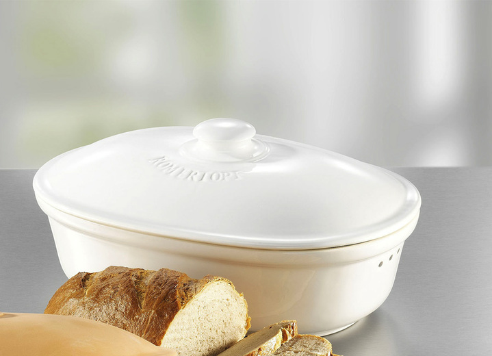 - Römertopf Brottopf aus Naturton, in Farbe WEISS