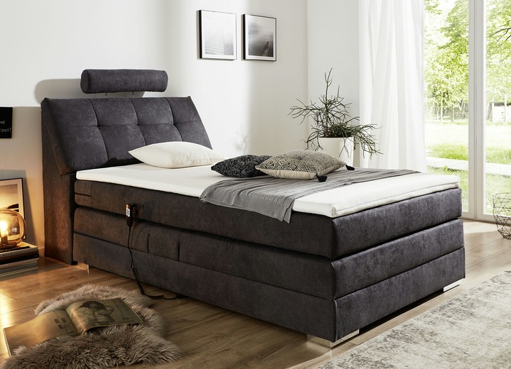 Betten - Motor-Boxspringbett mit verstellbarem Kopf- und Fußteil, in Farbe ANTHRAZIT