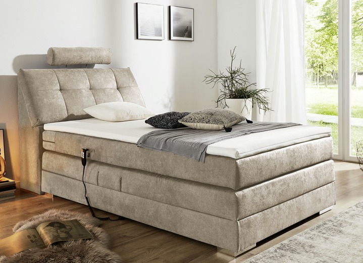Betten - Motor-Boxspringbett mit verstellbarem Kopf- und Fußteil, in Farbe SAND