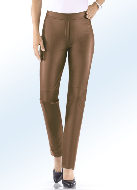 Hosen - Hose aus softem Nappaleder-Imitat, in Größe 018 bis 235, in Farbe COGNAC Ansicht 1