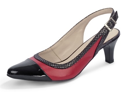 Eleganter Sling-Pumps in 2 Farben mit gepolsterter Lederdecksohle