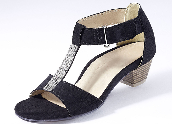 Sandaletten & Pantoletten - Andrea Conti, schicke Damen-Sandaletten, mit Klettspange, in Größe 036 bis 042, in Farbe SCHWARZ Ansicht 1