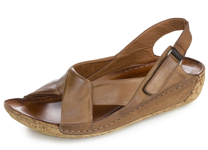 Komfortschuhe - Gemini Sandale aus weichem Leder, in Größe 036 bis 042, in Farbe COGNAC Ansicht 1