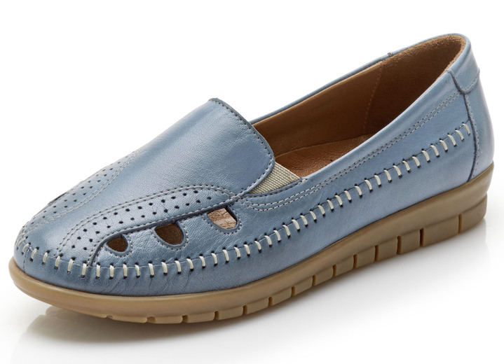 Komfortschuhe - Gemini Slipper mit seitlichen Gummizügen, in Größe 036 bis 041, in Farbe JEANS Ansicht 1