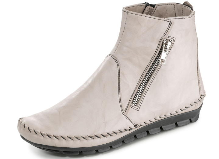 Komfortschuhe - Gemini, bequeme Damen-Stiefeletten, Weite G, mit herausnehmbarem Fußbett, in Größe 036 bis 042, in Farbe KIESEL Ansicht 1