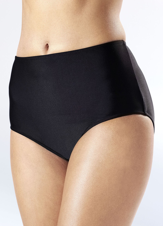 Bademode - Zweierpack Bikinihosen, in höher geschnittener Form, mit formendem Vorderfutter, in Größe 038 bis 052, in Farbe 1X SCHWARZ, 1X MARINE Ansicht 1