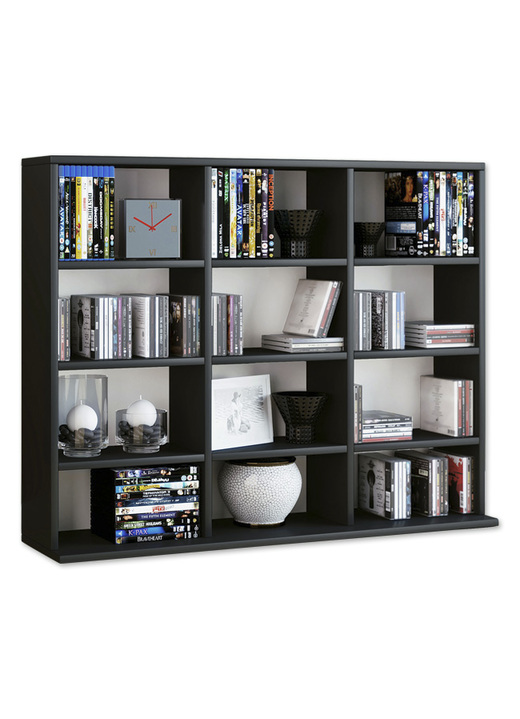 Kleinmöbel - Regal aus Holzstruktur-Nachbildung, in Farbe SCHWARZ, in Ausführung Regal, klein Ansicht 1