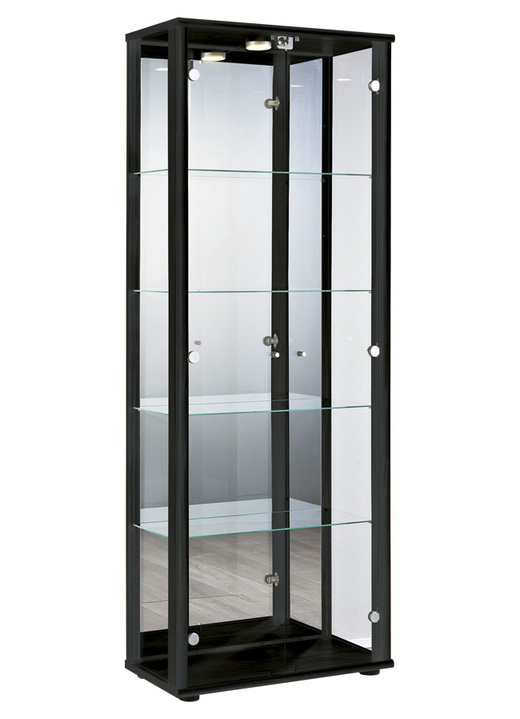- Vitrine, 2-türig, mit LED-Beleuchtung, in Farbe SCHWARZ