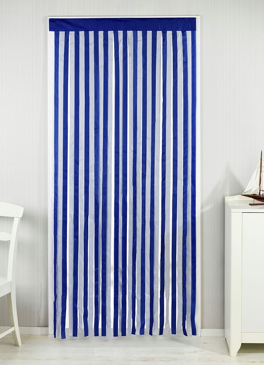 Sichtschutz & Sonnenschutz - Türvorhang aus Polyesterbändern , in Farbe BLAU-WEIß Ansicht 1