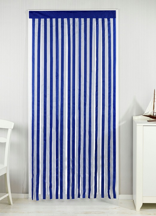 Sichtschutz & Sonnenschutz - Türvorhang aus Polyesterbändern , in Farbe BLAU-WEISS Ansicht 1