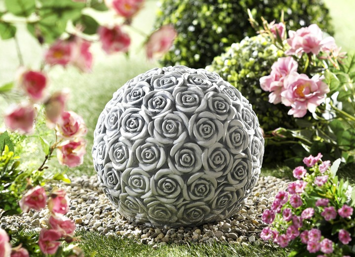 Gartendekoration - Rosenkugel aus frostfestem Steinguss, in Farbe GRAU