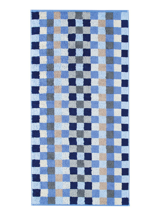 Handtücher - Frottier-Serie aus dem Hause Cawö, in Größe 200 (1 Handtuch, 50/100 cm) bis 204 (1 Duschtuch, 70/140 cm), in Farbe SAPHIR, in Ausführung Karo Ansicht 1