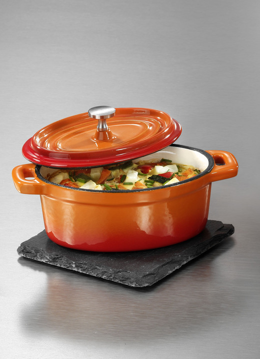 Töpfe, Pfannen & Bräter - „GSW“ Mini Serviertöpfchen aus Gusseisen, in Farbe ORANGE Ansicht 1