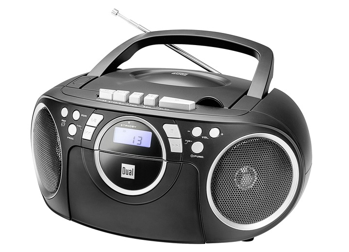 Modern -  Tragbarer CD-/Radio-/Kassettenspieler, in Farbe SCHWARZ Ansicht 1