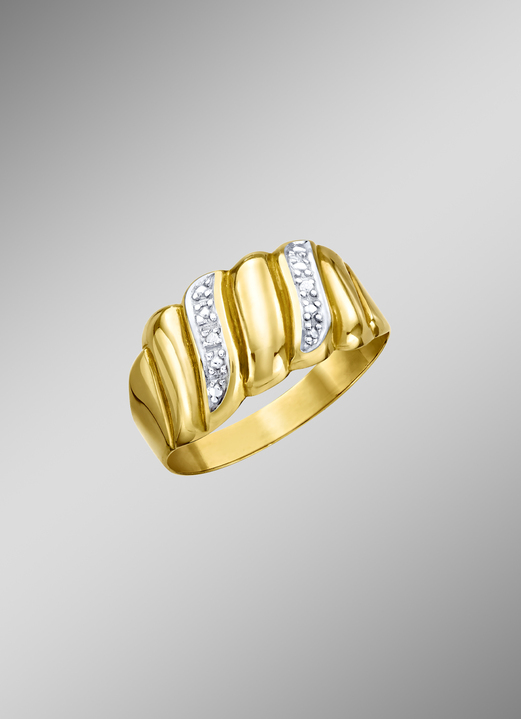 mit Diamanten - Bicolor Damenring mit Diamant, in Größe 160 bis 220, in Farbe  Ansicht 1