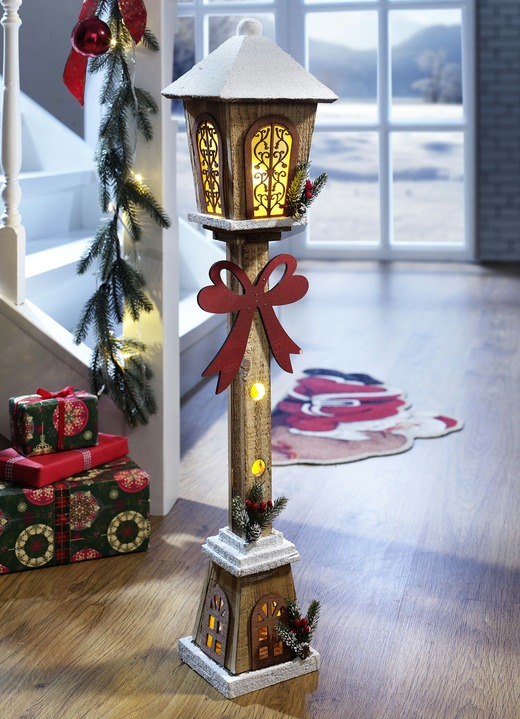 Weihnachtliche Dekorationen - Beleuchtete Laterne mit Fuß, in Farbe BRAUN
