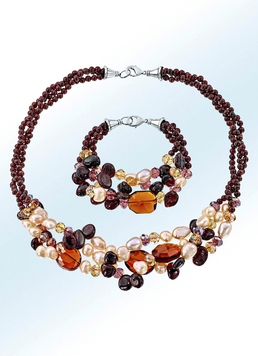 Damenschmuck - Schmuck-Set, 2-Teilig, in verschiedenen Ausführungen, in Farbe , in Ausführung Schmuck-Set mit Echt Granat