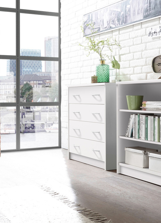 Sideboards & Kommoden - Kombifreundlichen Kommode mit 4 Schubladen, in Farbe WEISS Ansicht 1