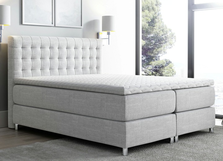 Betten - Boxspringbett mit Topper, in Farbe GRAU Ansicht 1