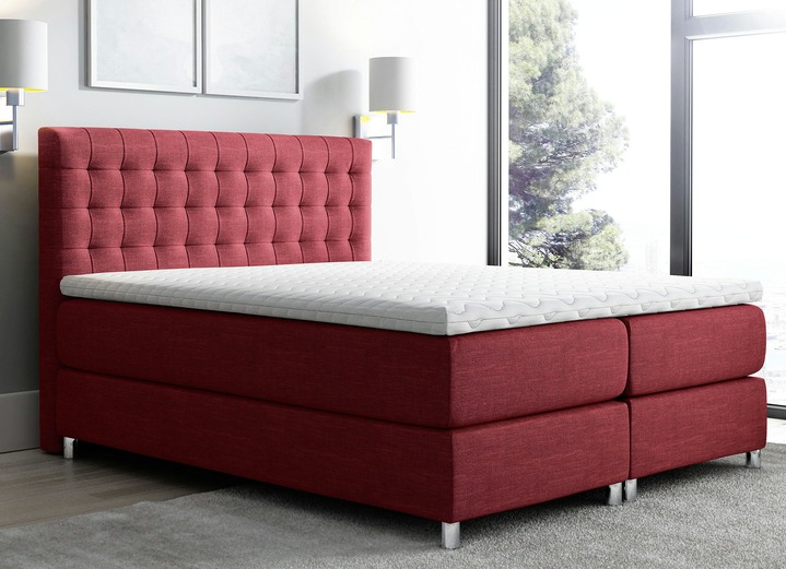 Betten - Boxspringbett mit Topper, in Farbe ROT Ansicht 1