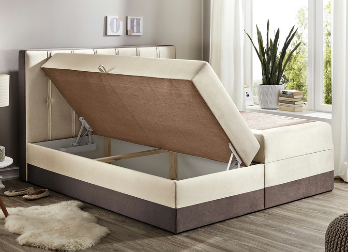 - Boxspringbett mit Topper und 2 Bettkästen, in Farbe BEIGE-BRAUN Ansicht 1