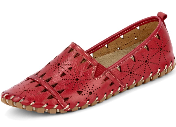 Komfortschuhe - Gemini, sommerliche Damen-Slipper, Weite G, mit herausnehmbarem Fußbett, in Größe 036 bis 042, in Farbe ROT Ansicht 1