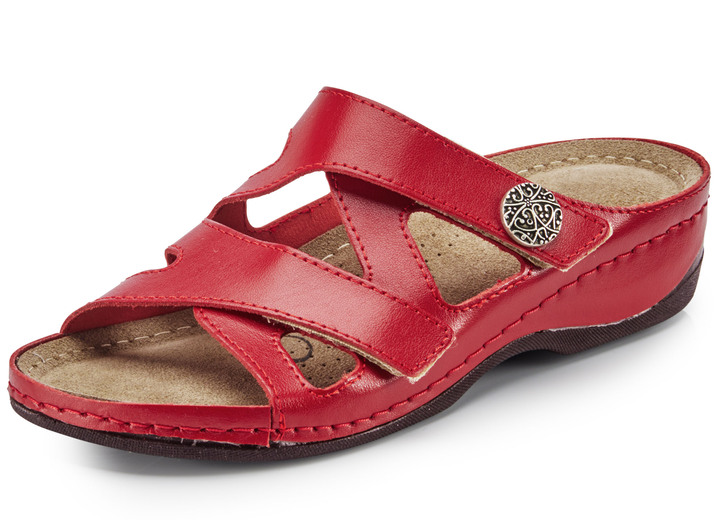 Komfortschuhe - ELENA EDEN, bequeme Damen-Pantoletten, Weite G, mit Klettverschluss, in Größe 036 bis 042, in Farbe ROT Ansicht 1