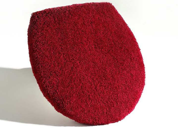 Badgarnituren - Badgarnitur mit 20 mm Florhöhe von Grund, in Größe 100 (Vorleger halbrund, 50/ 80 cm) bis 112 (WC-Deckelbezug, 47/ 50 cm), in Farbe ROT-GRAU Ansicht 1