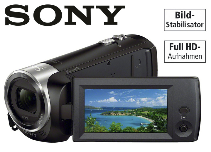 Digital- & Videokameras - Sony HD-Camcoder für gleichzeitige Video- und Bildaufnahmen, in Farbe SCHWARZ, in Ausführung 29,8 mm Weitwinkel Objektiv mit 27x Zoom Ansicht 1