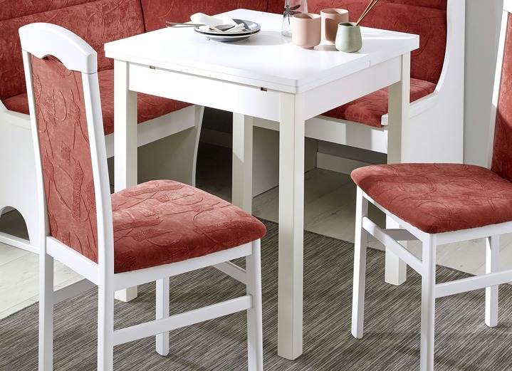Esszimmer - Stilvoller Esstisch mit pflegeleichter Melamin-Oberfläche, in Farbe WEISS, in Ausführung Esstisch, klein Ansicht 1