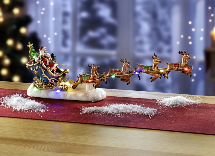 Weihnachtliche Dekorationen - Rentierschlitten, in Farbe BUNT