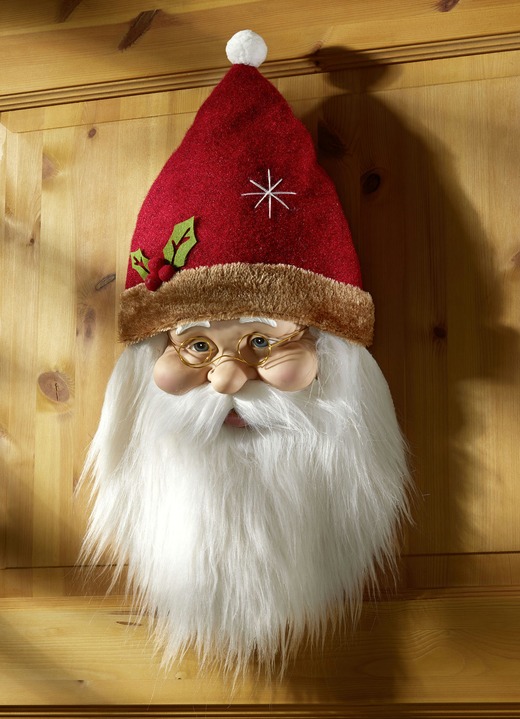 Weihnachtliche Dekorationen - Weihnachtsmannkopf, in Farbe WEIß-ROT
