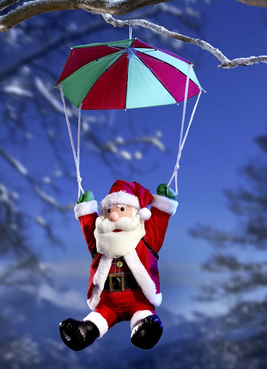 Außendekorationen - Weihnachtsmann mit Fallschirm, in Farbe ROT