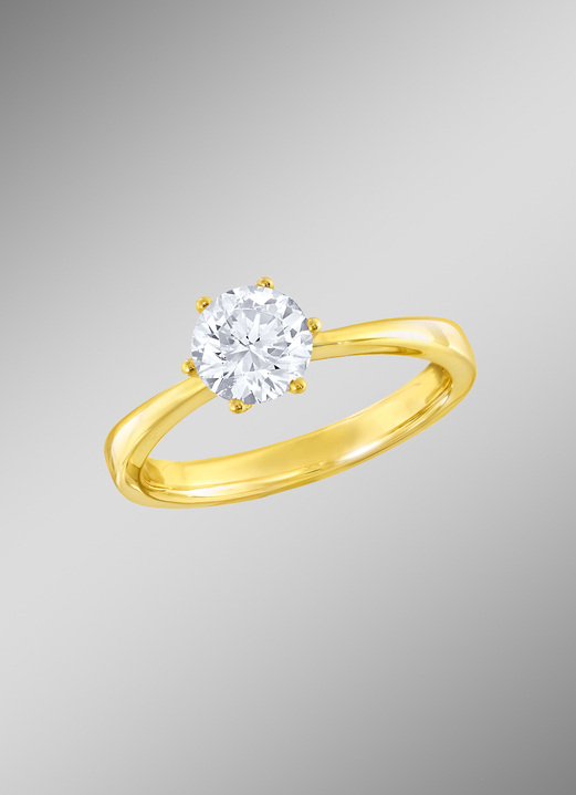 mit Diamanten - Damen-Solitärring mit Brillant, in Größe 160 bis 220, in Farbe