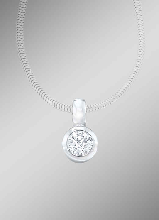 mit Diamanten - Anhänger aus Weißgold mit Brillant, in Farbe