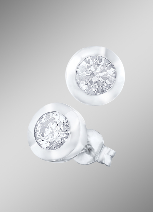 mit Diamanten - Solitär-Ohrstecker mit Brillanten, in Farbe