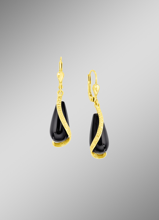 mit Edelsteinen - Ohrringe mit Onyx, in Farbe  Ansicht 1