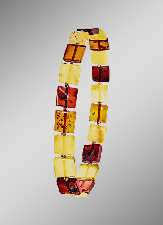 Damen-Modeschmuck - Tolles Armband mit echten bunten Bernstein-Quadraten, in Farbe  Ansicht 1