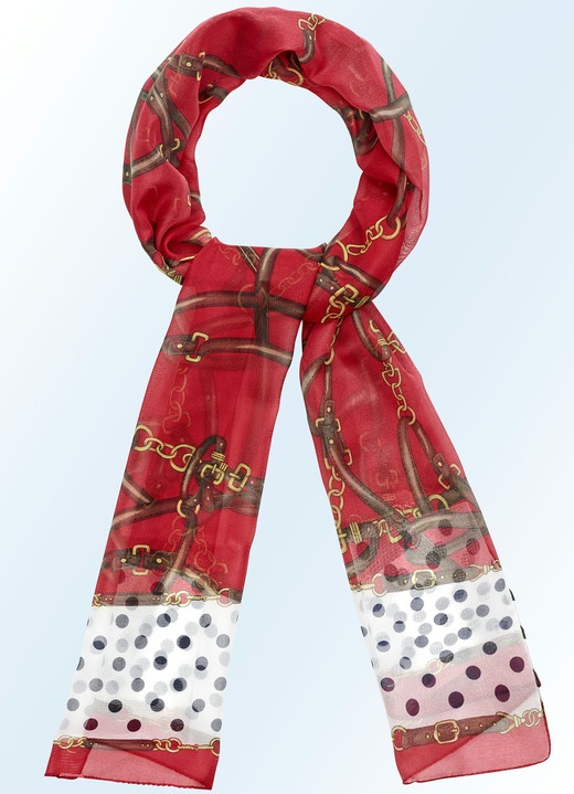 Tücher & Schals - Schal mit aktuellen Ketten- und Gürtelmotiven, in Farbe ROT-BUNT Ansicht 1