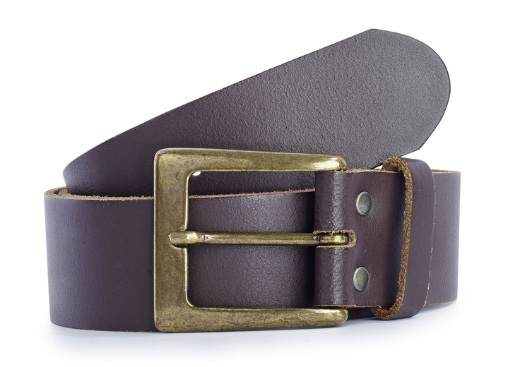 Accessoires    - Eleganter Herren-Gürtel, 4 cm breit, in Größe 090 bis 120, in Farbe DUNKELBRAUN Ansicht 1
