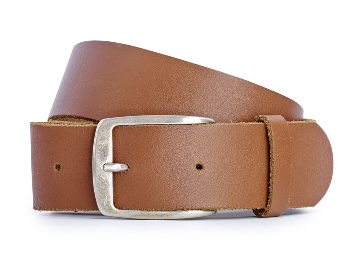 Accessoires    - Herren-Gürtel, aus Leder, 4 cm breit, in Größe 090 bis 120, in Farbe COGNAC Ansicht 1