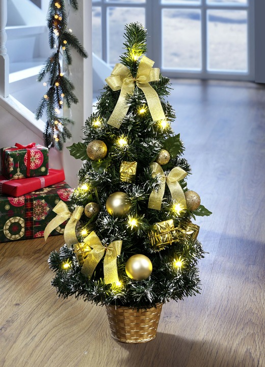 Gestecke & Kränze - Beleuchteter Weihnachtsbaum, in Farbe GRÜN-GOLD